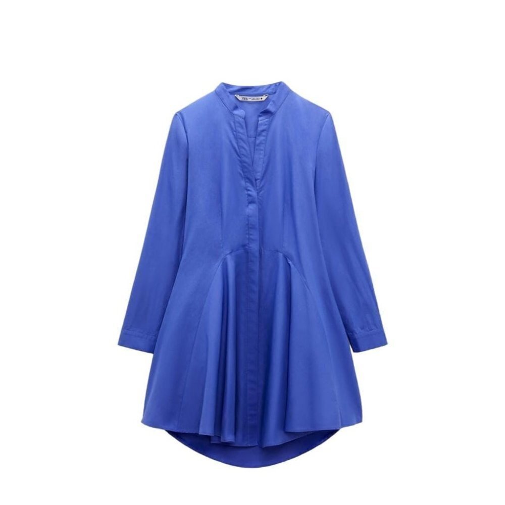 ZARA SHORT POPLIN DRESS BLUE SIZE XS | 7563/057
